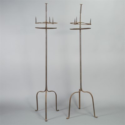 Lot 174A - Pair of Wrought-Iron Standing Candelabra Each...