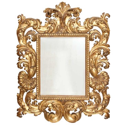 Lot 192 - Italian Baroque Gilt-Wood Mirror The beveled...