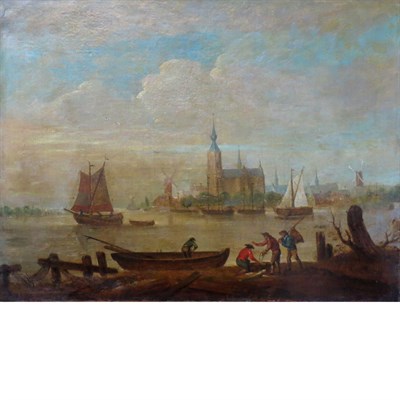 Lot 19 - Follower of Abraham Storck Dutch Harbor Oil on...