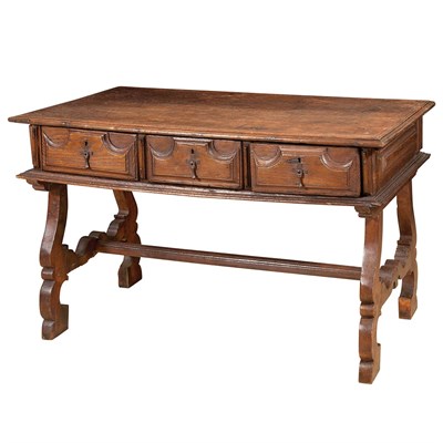Lot 135 - Spanish Baroque Walnut and Oak Writing Table...