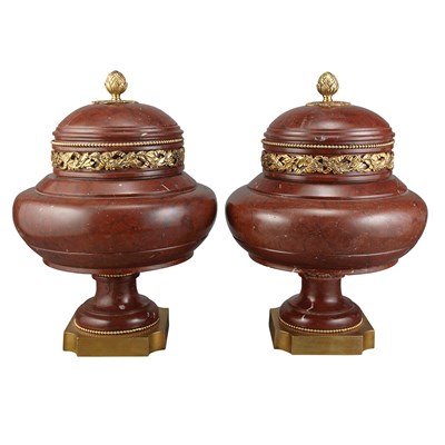 Lot 398 - Pair of Louis XVI Style Bronze Mounted Red...