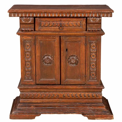 Lot 136 - Italian Baroque Style Walnut Side Cabinet The...