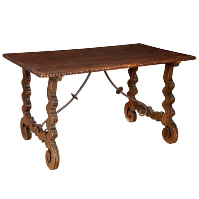 Lot 137 - Spanish Baroque Style Walnut and Iron Table...