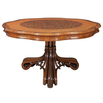 Lot 289 - English Parquetry Inlaid Burl-Walnut Mahogany,...