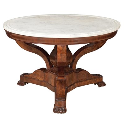 Lot 495 - Restauration Marble Top Mahogany Center Table...