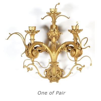 Lot 328 - Pair of Empire Style Gilt-Metal Three-Light...