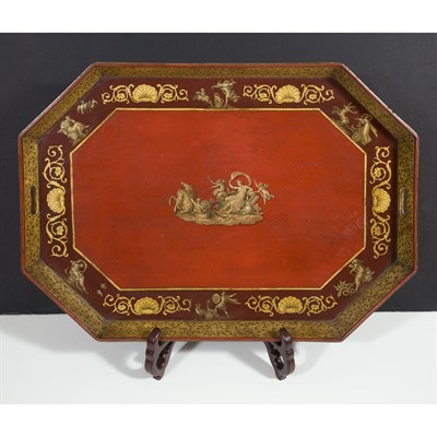 Lot 329 - Regency Gilt Decorated Papier Mache Tray Of...
