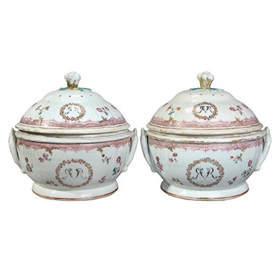 Lot 424 - Pair of Chinese Export Famille Rose Porcelain...