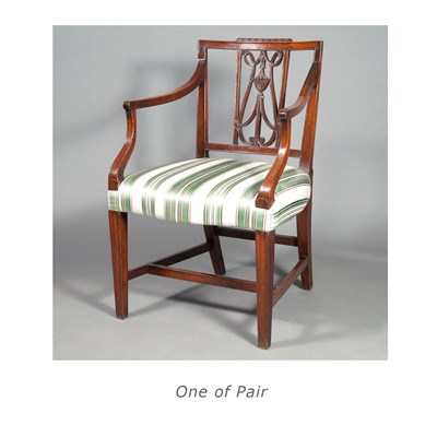 Lot 533 - Pair of George III Mahogany Open Armchairs...