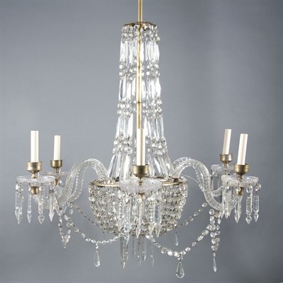 Lot 341 - Louis XVI Style Brass, Cut and Molded Glass...