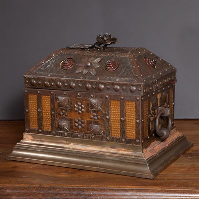 Lot 419 - Arts and Crafts Copper and Brass Chest The...