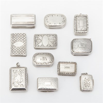 Lot 315 - Group of Eleven English Silver Vinaigrettes...