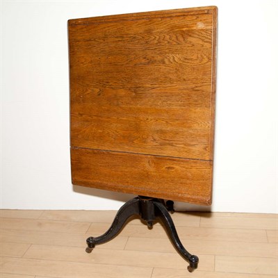 Lot 295 - English Oak and Black Painted Iron Tilt-Top...