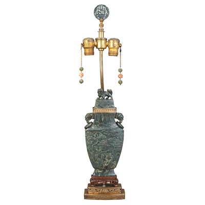 Lot 144 - Chinese Spinach Jade Covered Vase 19th/20th...