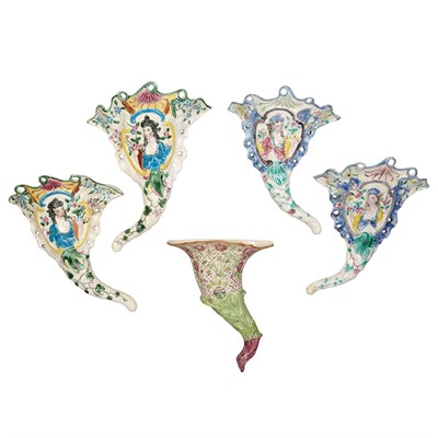 Lot 268 - Two Pairs of English Polychrome Enameled Salt...