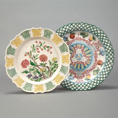 Lot 270 - Two English Polychrome Enameled Salt Glazed...