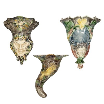 Lot 276 - Group of Three English Creamware Wall Pockets...