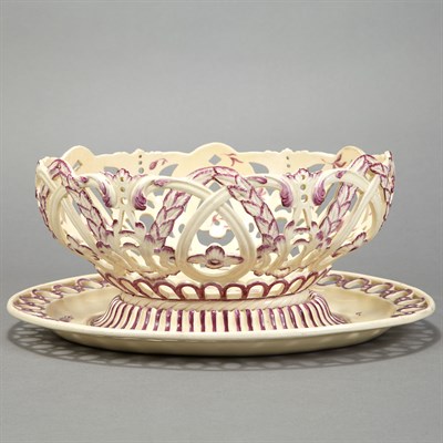 Lot 278 - English Creamware Basket on Stand Late 18th...