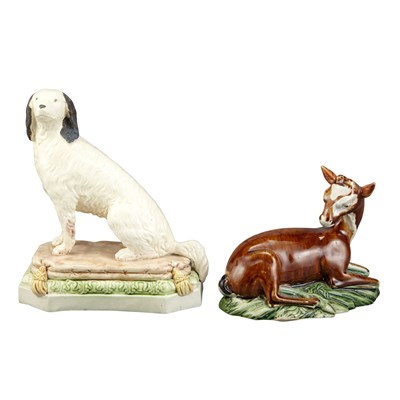 Lot 281 - English Creamware Figure of a Seated Dog and a...