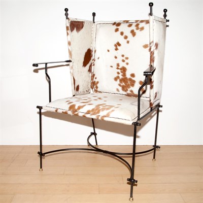 Lot 315 - Pair of Cowhide and Iron Chairs