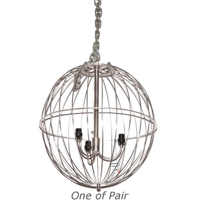 Lot 477 - Pair of Metal Spherical Cage-Form Three-Light...