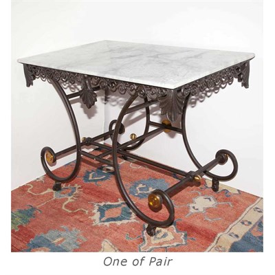 Lot 276 - Pair of Art Deco Style Marble Top Iron and...