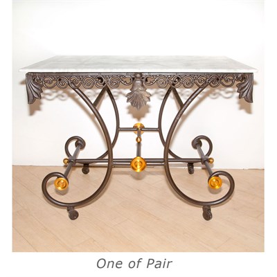 Lot 159 - Pair of Art Deco Style Iron and Brass Tables...