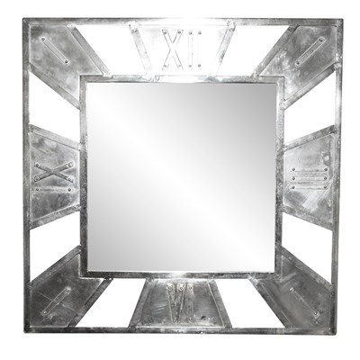 Lot 358 - Metal Clock-Form Mirror 35 1/2 Inches square.