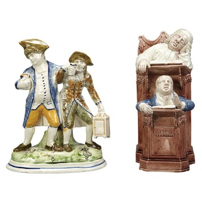 Lot 283 - English Creamware Figure of the Vicar and...