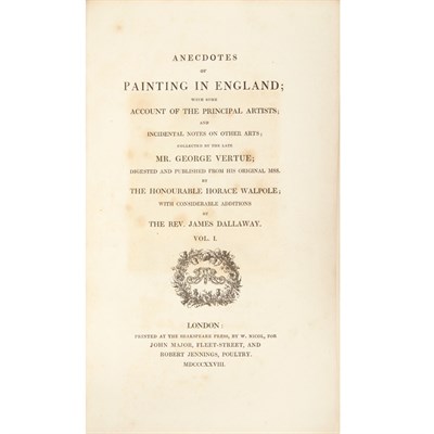 Lot 129 - WALPOLE, HORACE Anecdotes of Painting in...