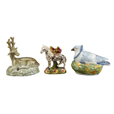 Lot 284 - Group of Three English Prattware Figures Late...