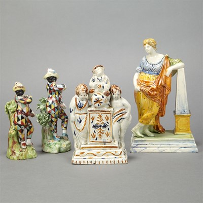 Lot 286 - Group of Three English Prattware Figures and...