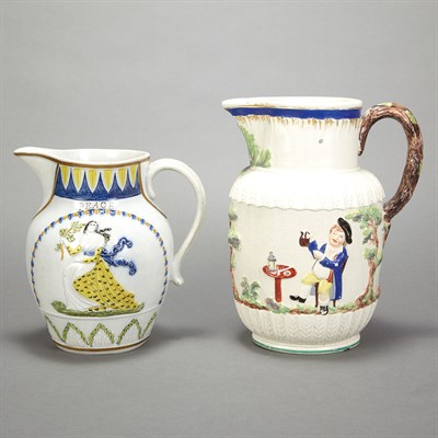 Lot 287 - English Prattware Peace and Plenty Jug Circa...