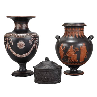 Lot 297 - English Basalt and Brown Stoneware Vase Circa...