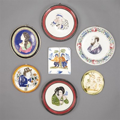 Lot 293 - Group of Seven English Pottery Portrait...