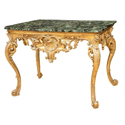 Lot 193 - Continental Rococo Marble Top Carved and...