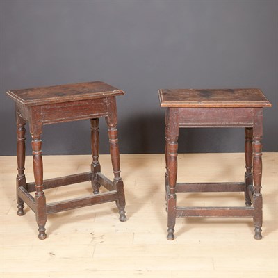Lot 188 - Pair of Italian Baroque Walnut Stools Each...
