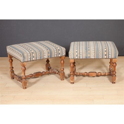 Lot 154 - Pair of Baroque Style Walnut Stools Each...
