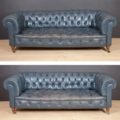 Lot 344 - Pair of Leather Upholstered Chesterfield Sofas...