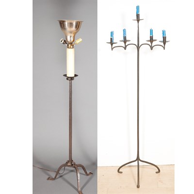 Lot 182 - Gothic Revival Style Iron Five-Light...