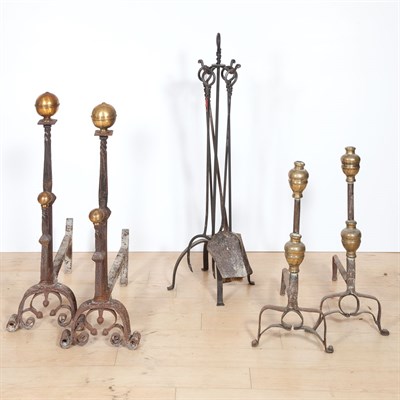 Lot 153 - Pair of Baroque Style Twisted Iron and Brass...