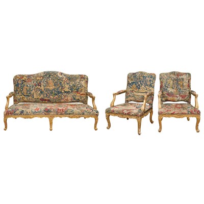 Lot 207 - Regence Gilt-Wood Needlepoint and Petit Point...