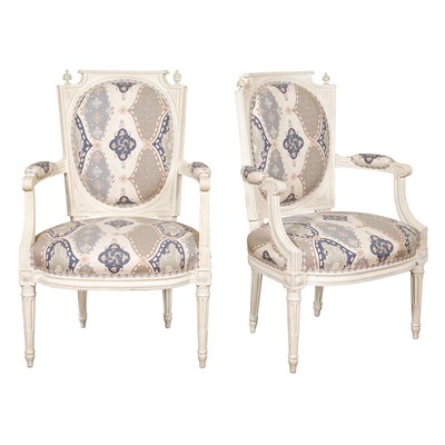 Lot 260 - Pair of Louis XVI Style White Painted...