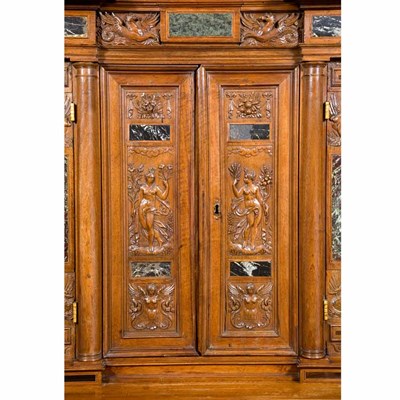 Lot 191 - Henri II Style Marble Inset Carved Walnut...
