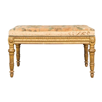 Lot 227 - Louis XVI Style Gilt-Wood Bench The acanthus...