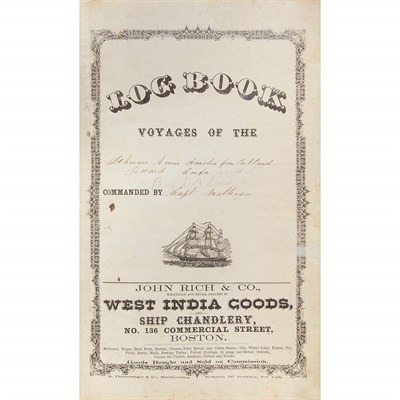 Lot 21 - [SHIP LOG] Log book of the Schooner Annie...