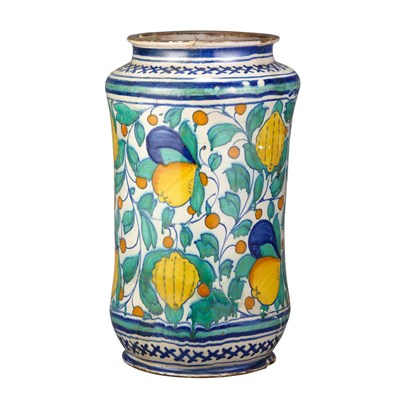 Lot 171 - Italian Maiolica Albarello Painted with fruit...