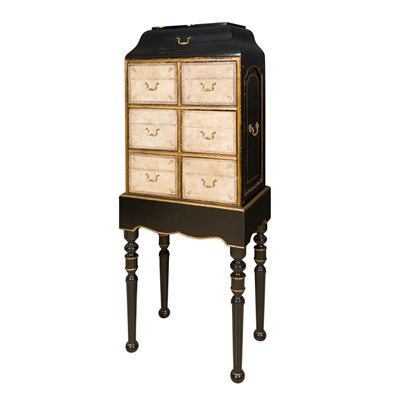 Lot 363 - French Black Painted and Parcel Gilt...