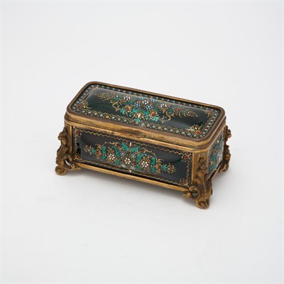 Lot 176 - Limoges Style Bronze and Enameled Trinket Box...