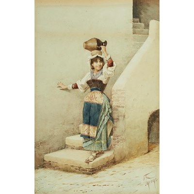 Lot 49 - Flippo Indoni Italian, 19th Century Young Girl...